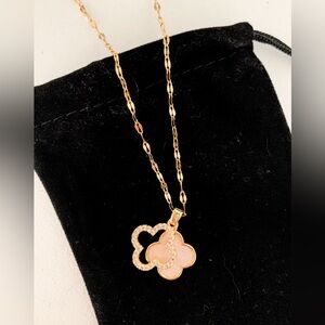 Designer inspired pearl color clover necklace